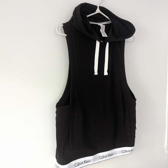 NWT Calvin Klein Women's Black Sleeveless Hoodie In Size M - Picture 6 of 10
